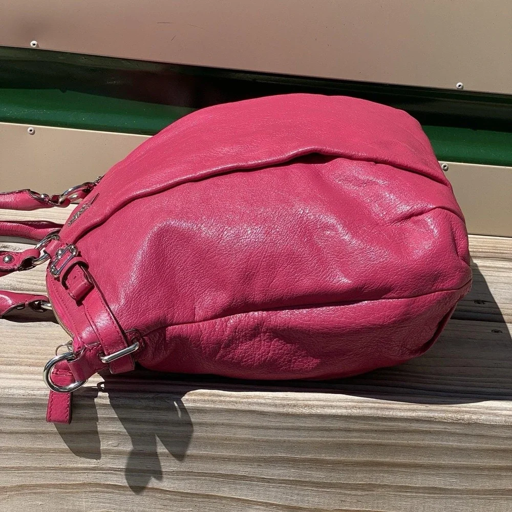 Coach Madison Lindsey Satchel 18641 Pink Ruby Leather Shoulder Bag